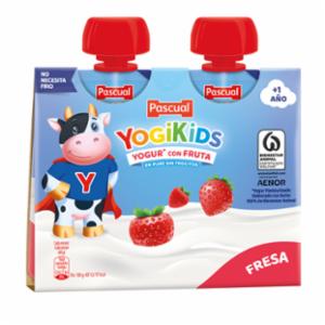 Caja de 9 Pack 2 Pouch Yogur Yogikids Pascual Fresa 80 g