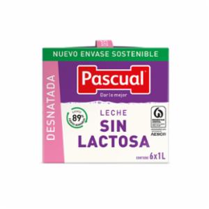 Caja de 6 Briks de Leche Pascual Sin Lactosa Desnatada 1 l 